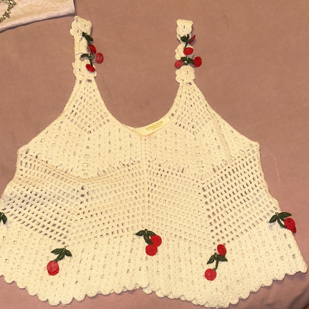Crochet tank top cherry’s y2k bohemian